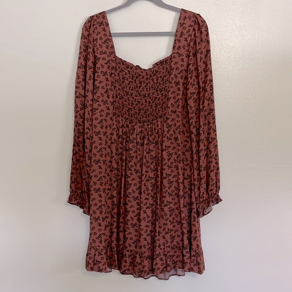 General Good Long Ruffle Sleeve Dress in Rust Brown - Picture 7 of 9